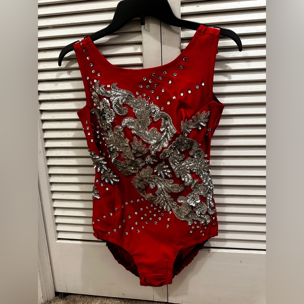 Vintage Ruby Sequin Majorette, Rhythmic gymnastics, figure skating bodysuit